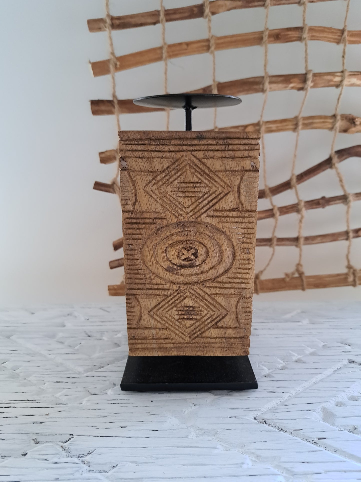 Mara Wood Pillar Candle Stand