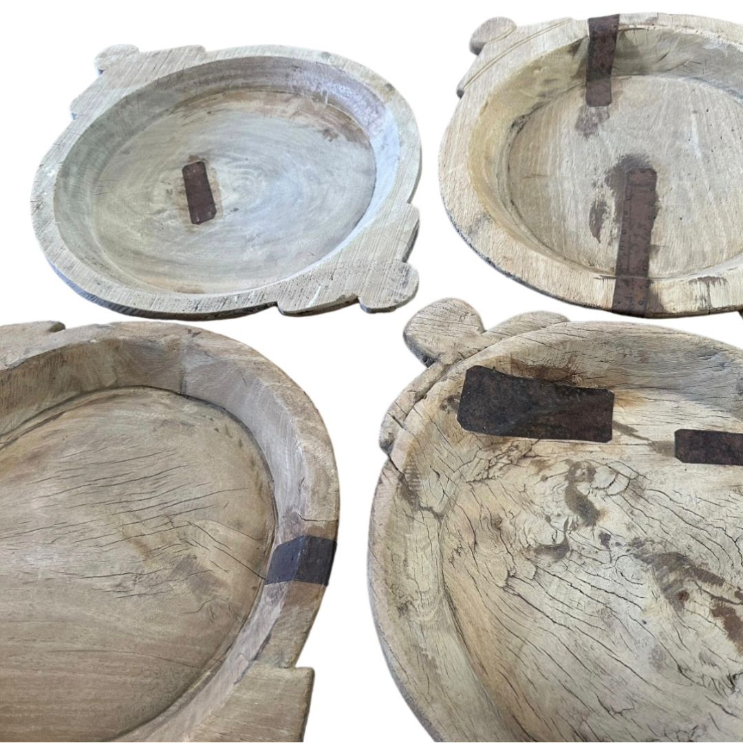 Vintage-Style Indian Parat Plates – Decorative Wooden Serving & Wall Display Trays