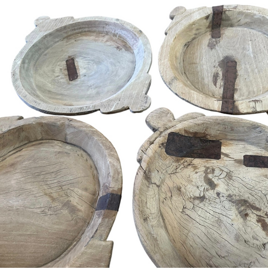 Vintage-Style Indian Parat Plates – Decorative Wooden Serving & Wall Display Trays