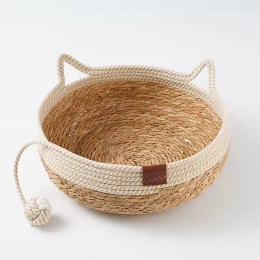 Whisker Haven - Cat-Shaped Woven Pet Bed