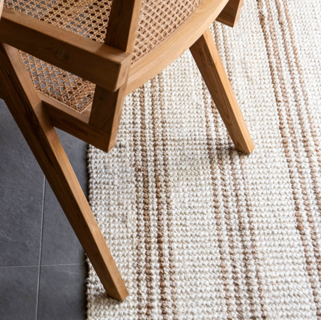 Burleigh Whitewash/Natural Stripe Jute Rugs & Runners