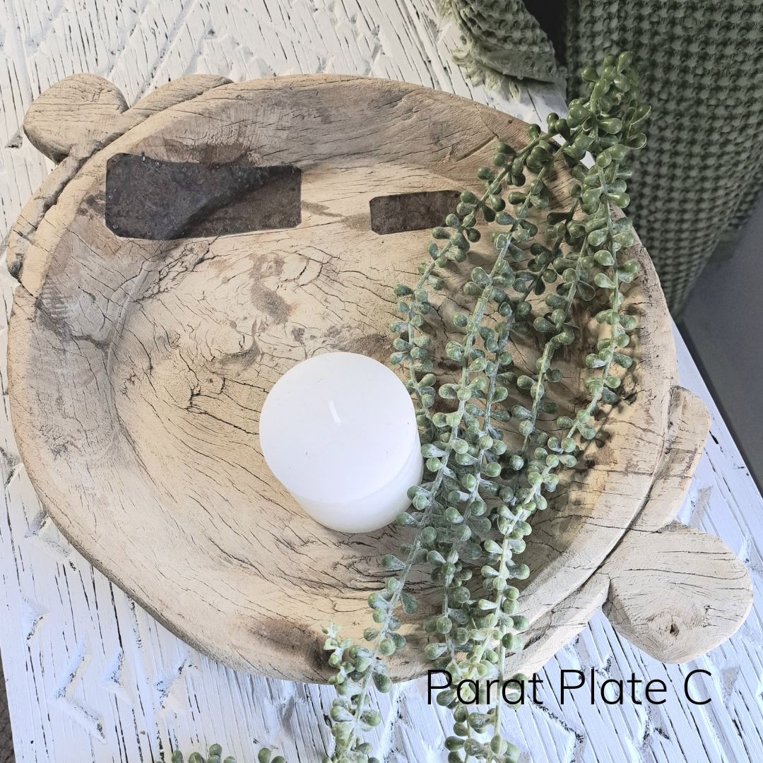 Vintage-Style Indian Parat Plates – Decorative Wooden Serving & Wall Display Trays