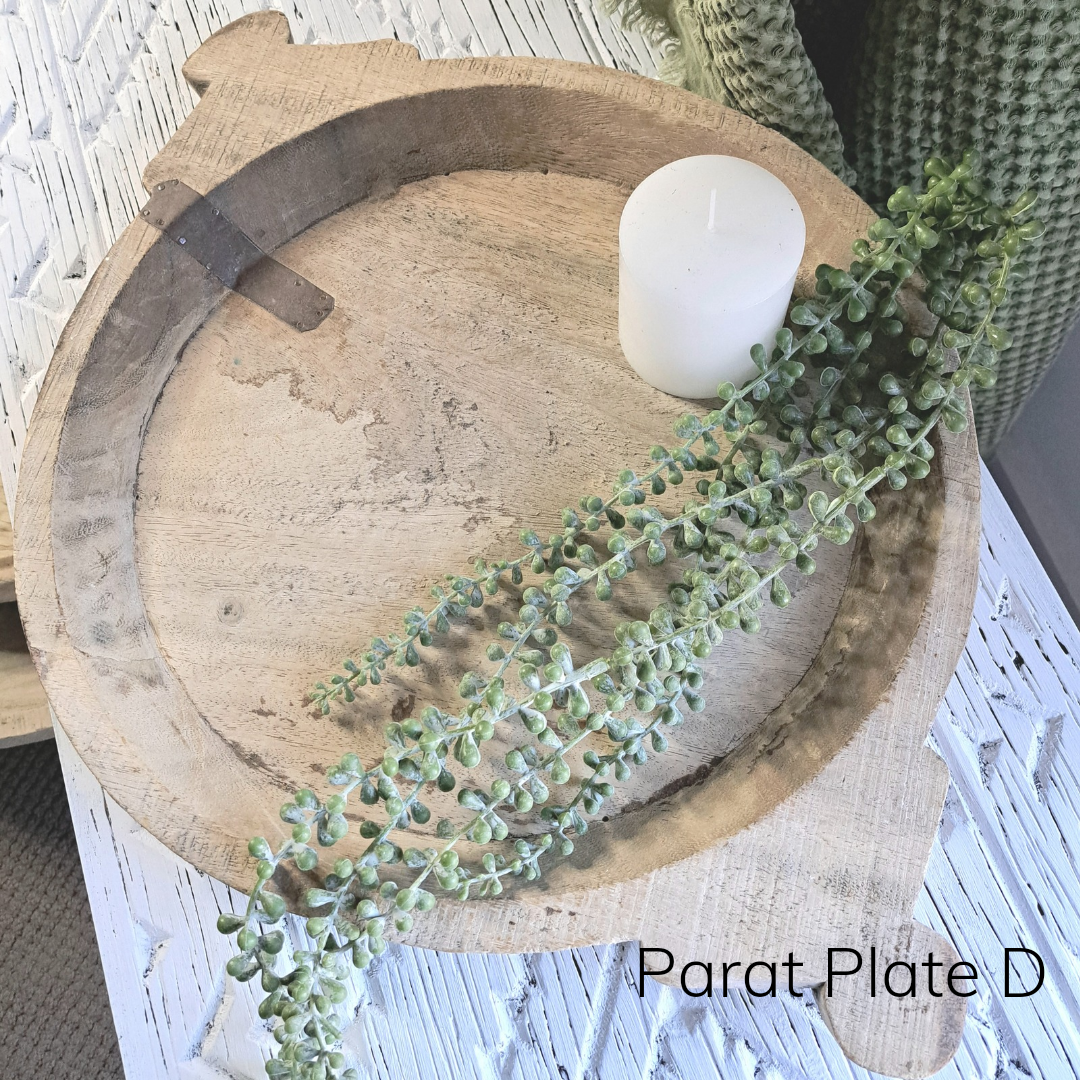 Vintage-Style Indian Parat Plates – Decorative Wooden Serving & Wall Display Trays