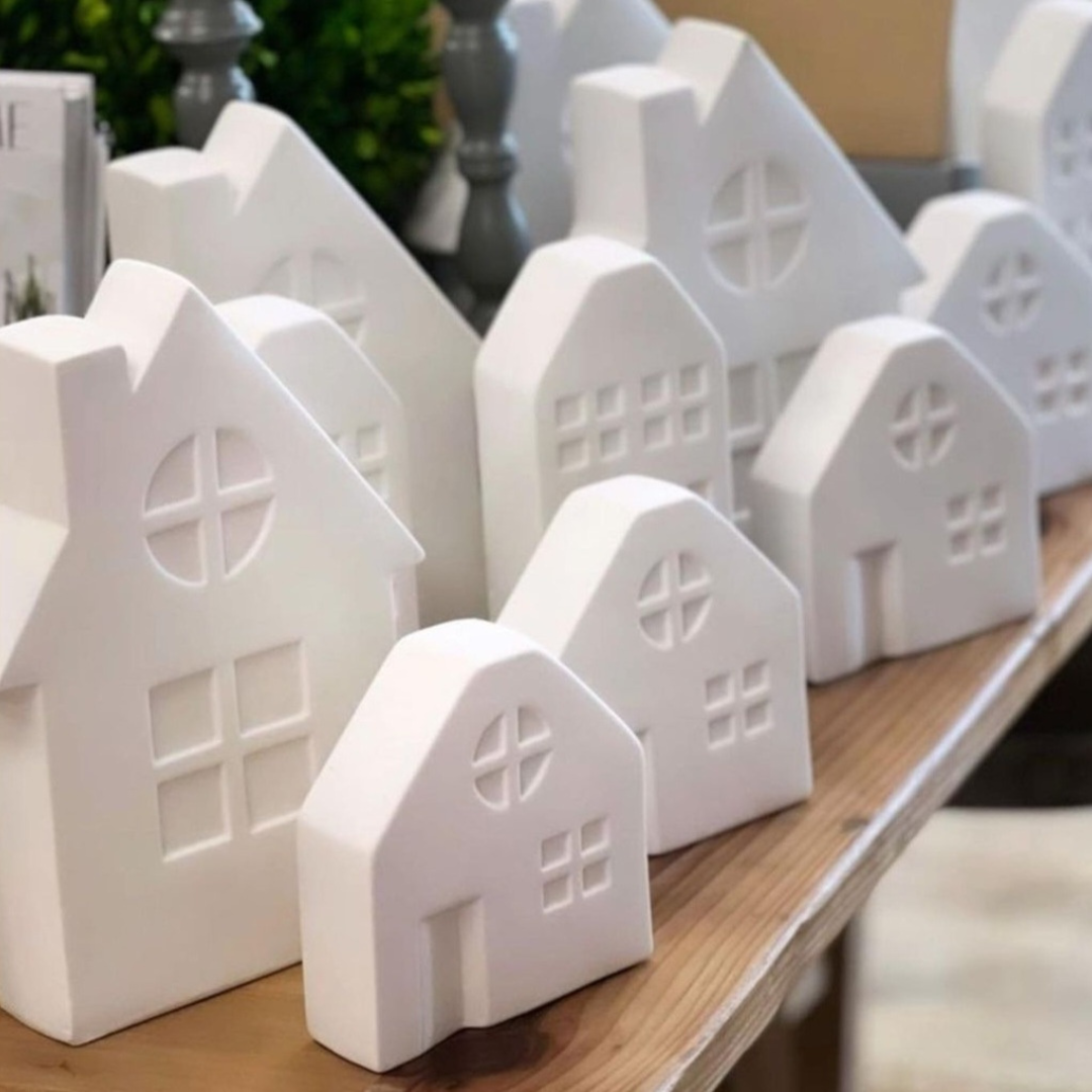 White Christmas Ceramic Houses
