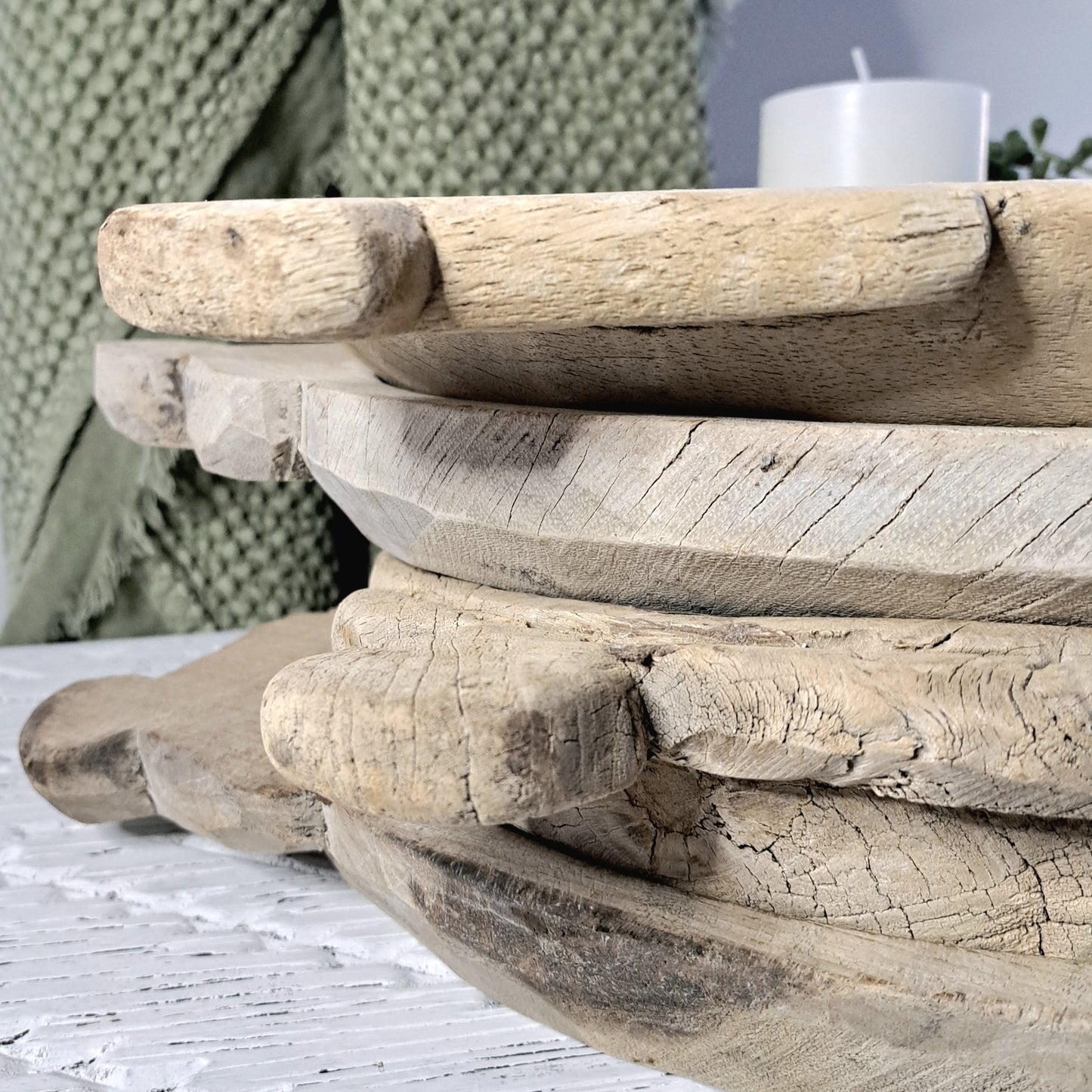 Vintage-Style Indian Parat Plates – Decorative Wooden Serving & Wall Display Trays