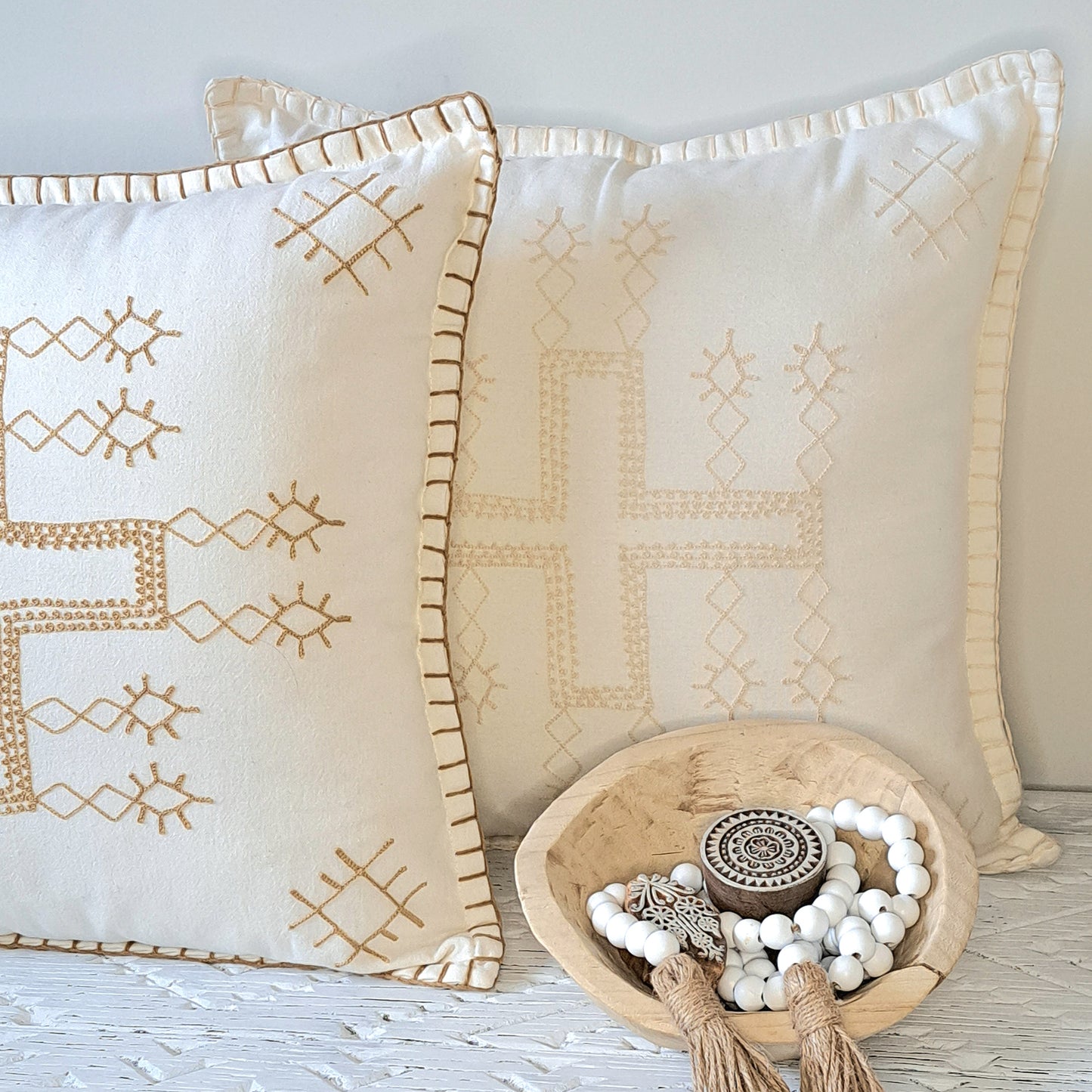 Bali Makers Hygge Australia Home Decor Handmade Cushion White Cross