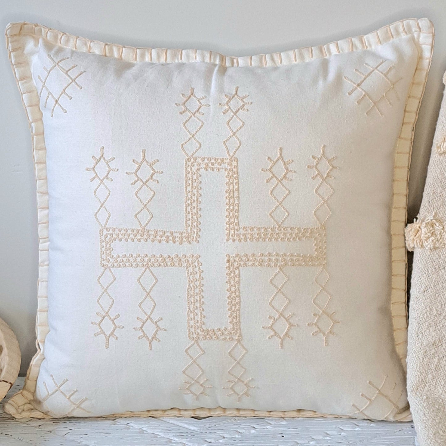 Bali Makers Hygge Australia Home Decor Handmade Cushion White Cross