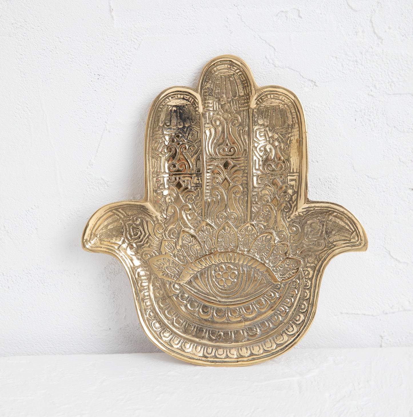 Hamsa Hand Shaped Brass Trinket Tray with Mandala Design Hygge Home Decor Australia