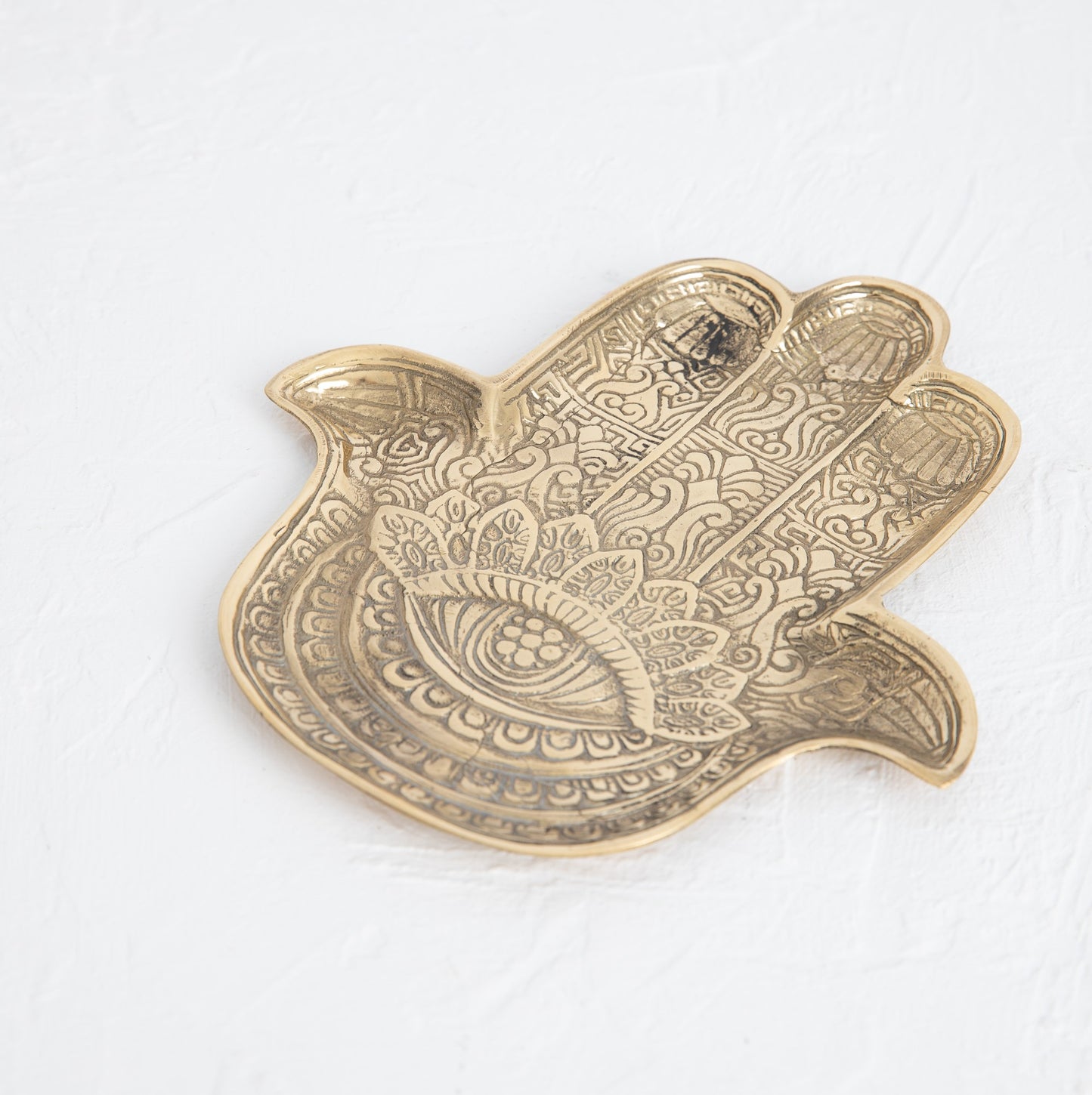 Hamsa Hand Shaped Brass Trinket Tray with Mandala Design Hygge Home Decor Australia