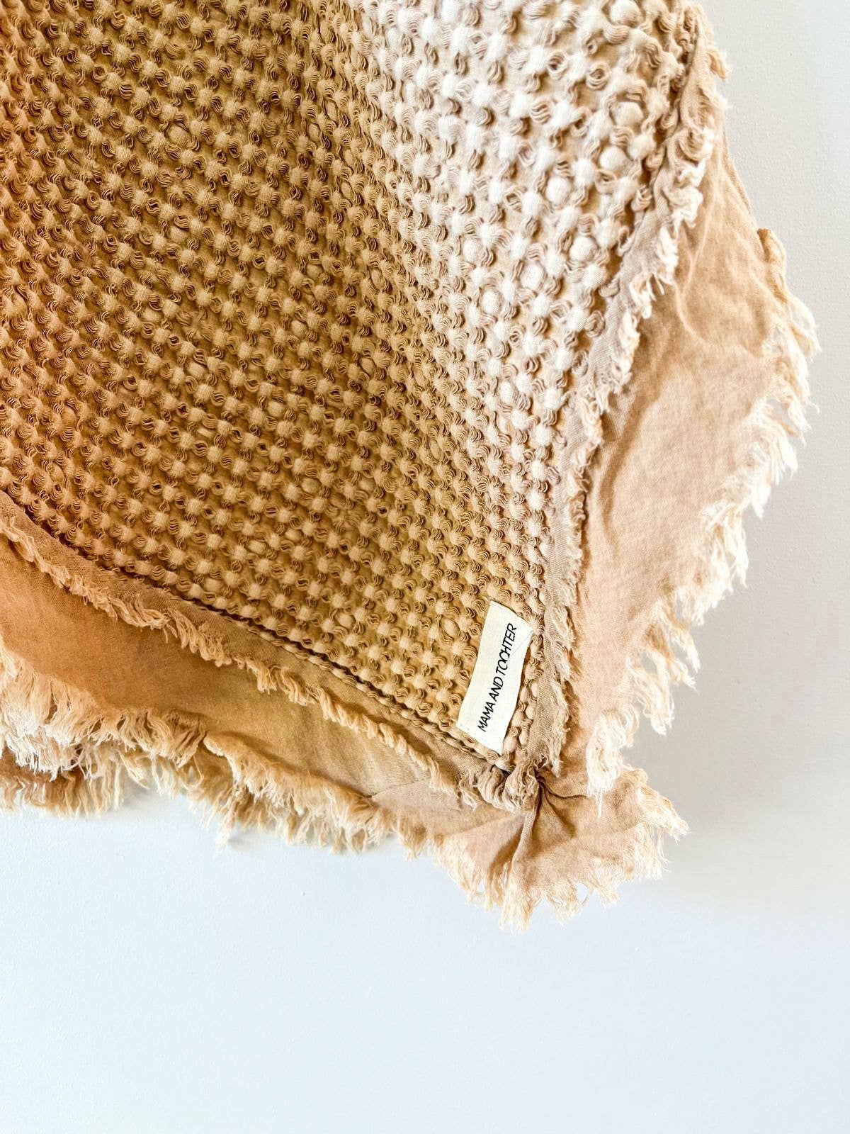 Organic Cotton Rustic Waffle Throw Blanket - Light Rust