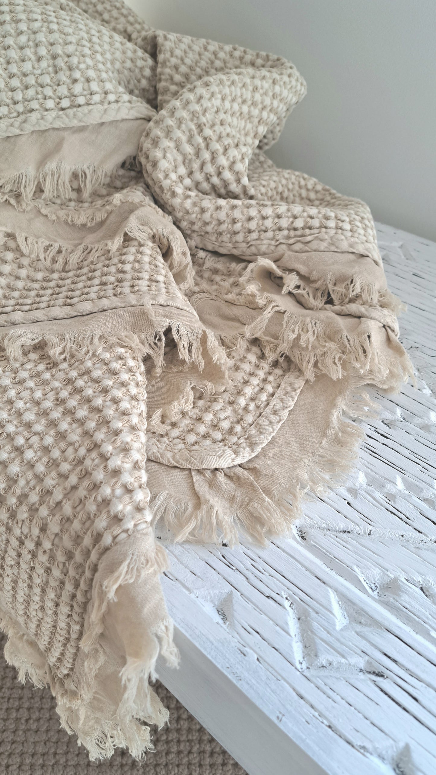 Stone-Washed Waffle Throw - Stone