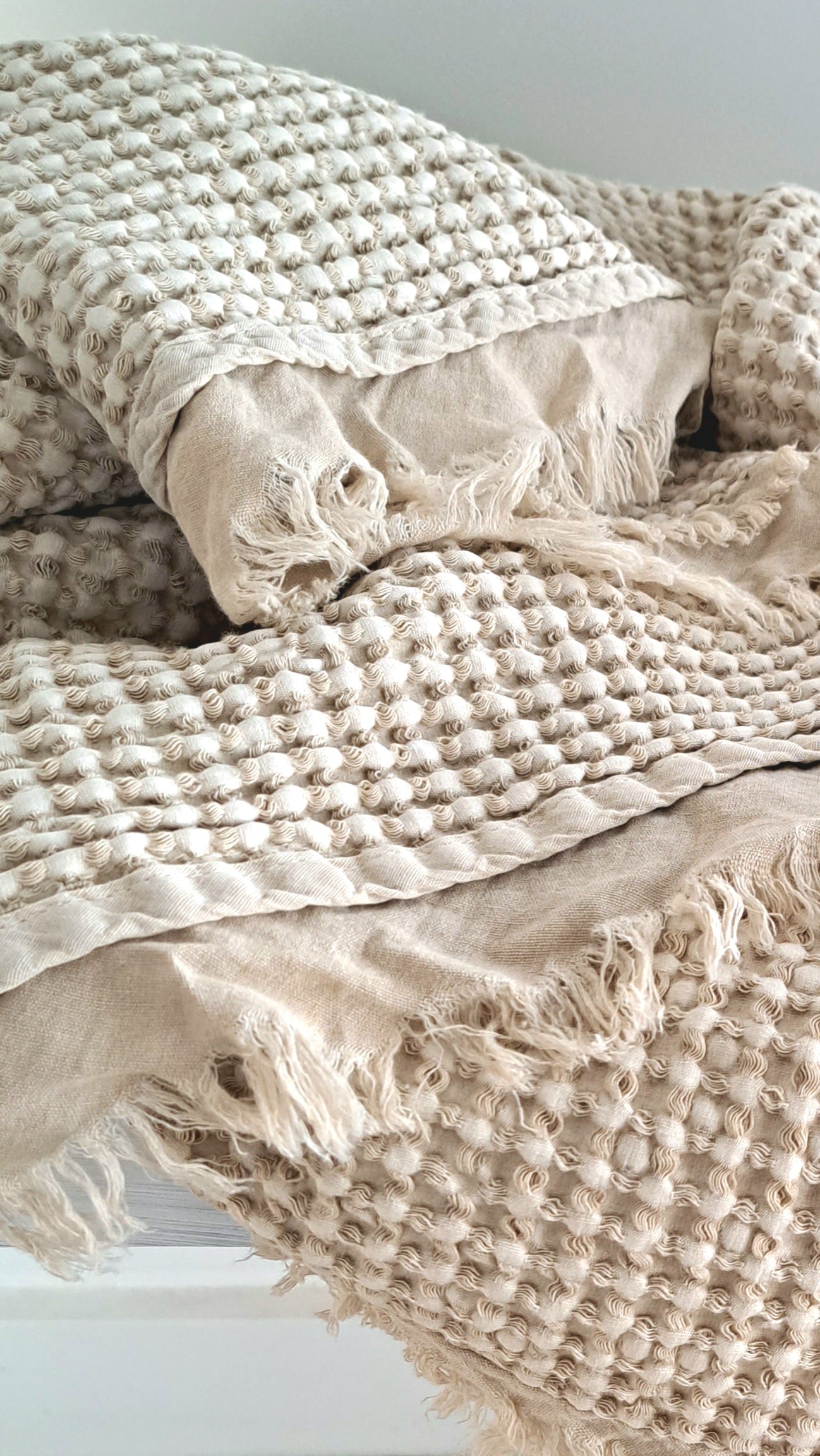 Stone-Washed Waffle Throw - Stone