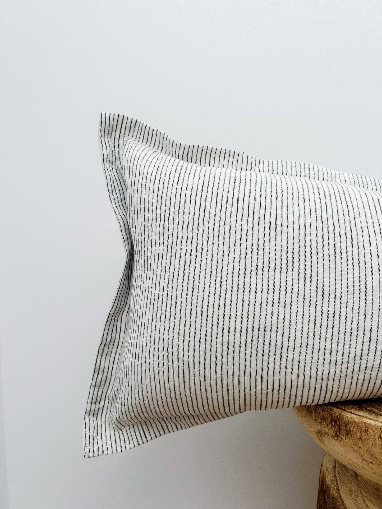 French Linen Lumbar Cushion - Pinstripe