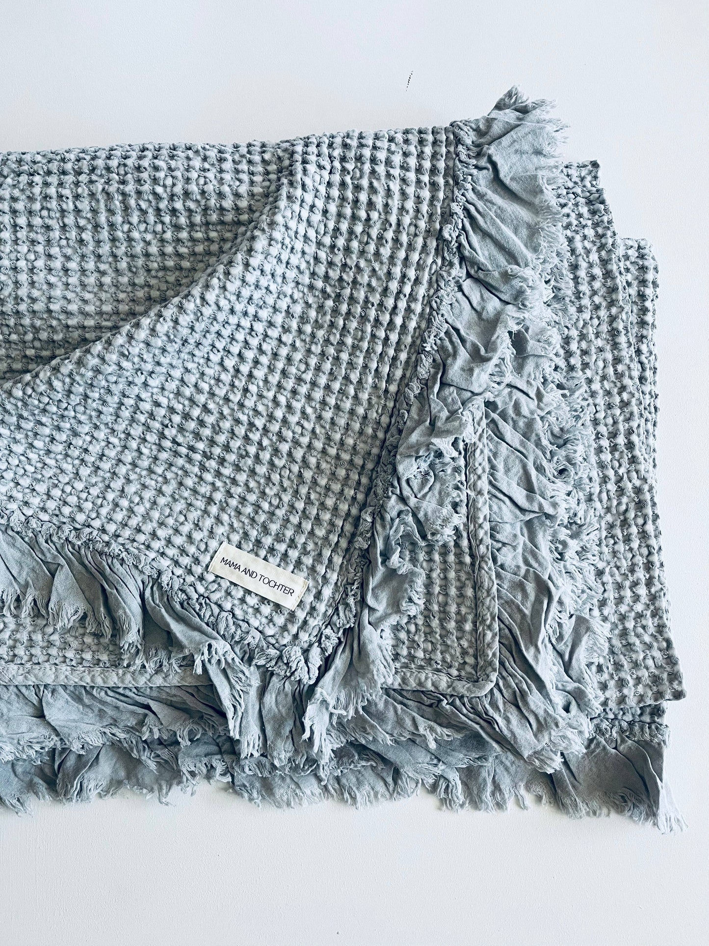 Organic Cotton Rustic Waffle Throw Blanket - Light Grey