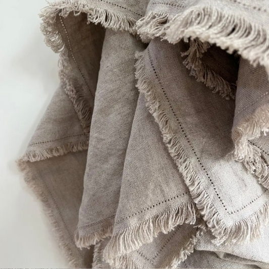 Rustic Linen Throw - Natural