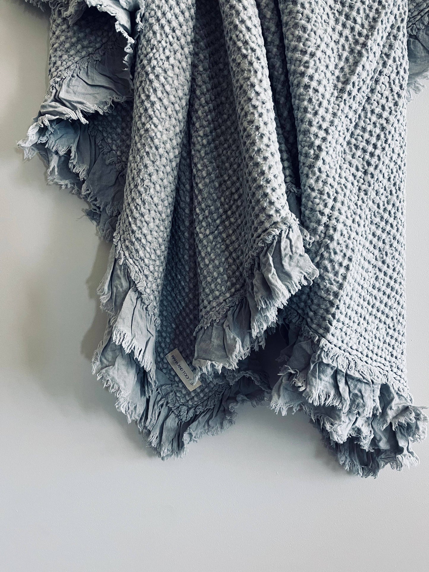 Organic Cotton Rustic Waffle Throw Blanket - Light Grey