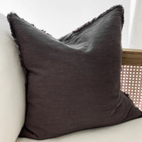 Fringed Cushion Cover - Charcoal