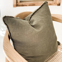 Fringed Cushion Cover - Olive