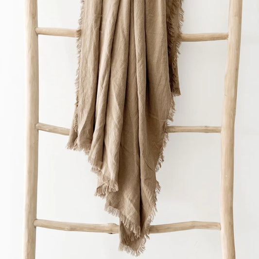 Fringed Throw - Husk