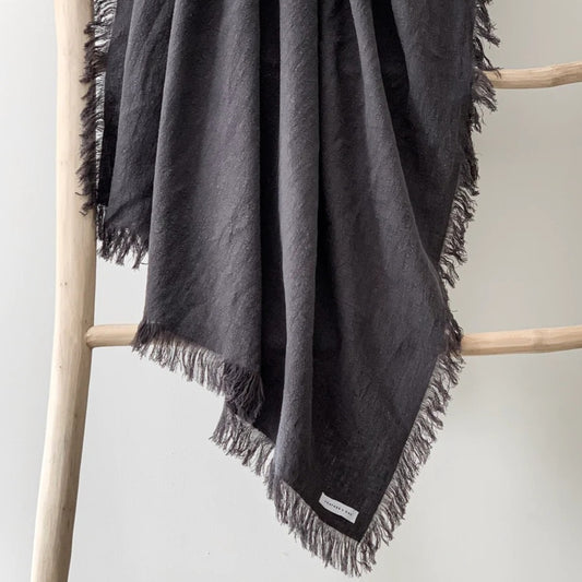 Fringed Throw - Charcoal