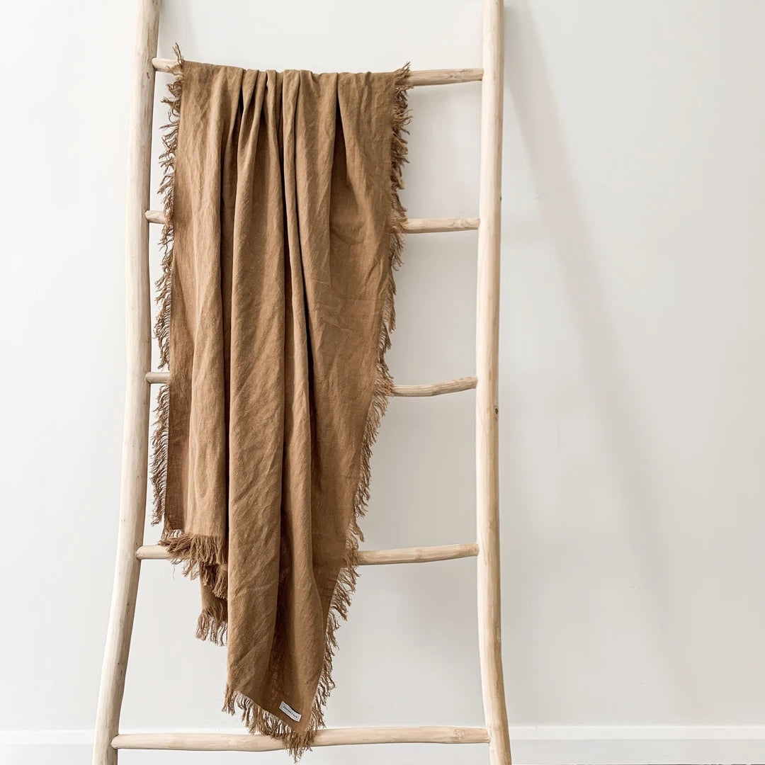 Feather & Oak Cinnamon Throw Hygge Homewares Linen Bedroom Living Eco Friendly Living Australia