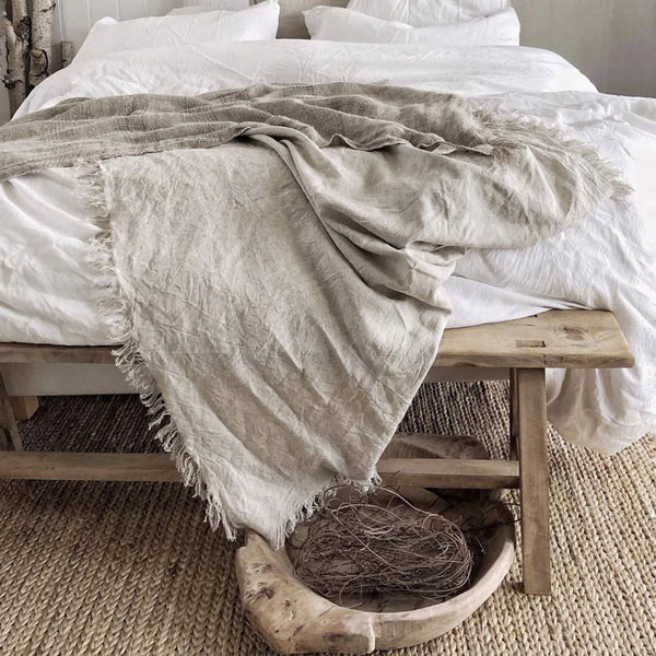 Felix Linen Throw - Natural Simply Hygge Homewares Linen Bedroom Living Eco Friendly Living Australia