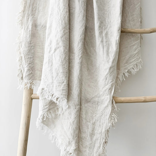 Felix Linen Throw - Natural Simply Hygge Homewares Linen Bedroom Living Eco Friendly Living Australia