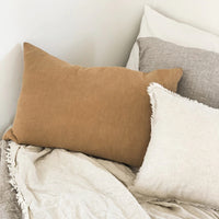 Feather & Oak Cinnamon Lumbar Cushion Cover Cosy Hygge Homewares Linen Bedroom Living Eco Friendly Living Australia